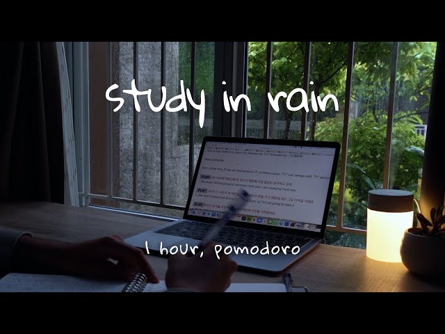 study with me in rain | ⛈ thunderstorm sound | 1-hour pomodoro 2x25