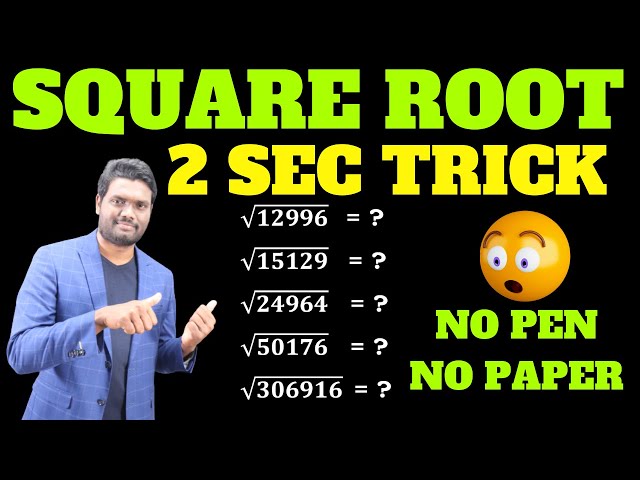HOW TO CALCULATE SQUARE ROOT OF A NUMBER | BEST  2SEC TRICK | SPEED MATHS TRICKS | SQUARE ROOT TRICK