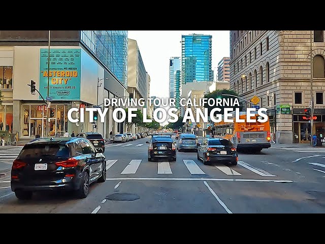 [4K] LOS ANGELES - Driving Downtown Los Angeles Olive Street, Flower Street, Main Street, California