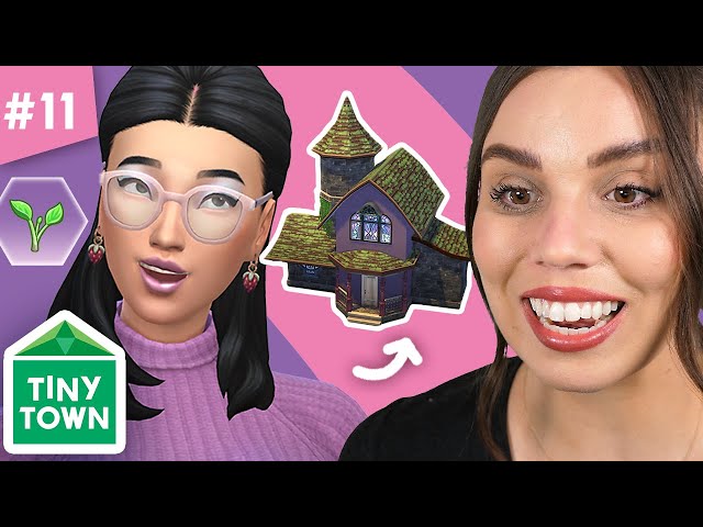 Building a crystal tiny house!💎🏠 Sims 4 TINY TOWN 💜 Purple #11