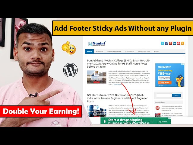 How To Add Responsive  Footer Sticky Ads in WordPress Without any Plugin 2021