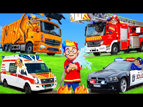The Kids Play with Real Vehicles like Fire Trucks