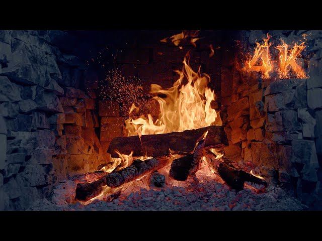 🔥 Cozy Fireplace 4K ULTRA HD & Burning Firewood 🔥 Crackling Fireplace Sounds 3 HOURS for Relaxation