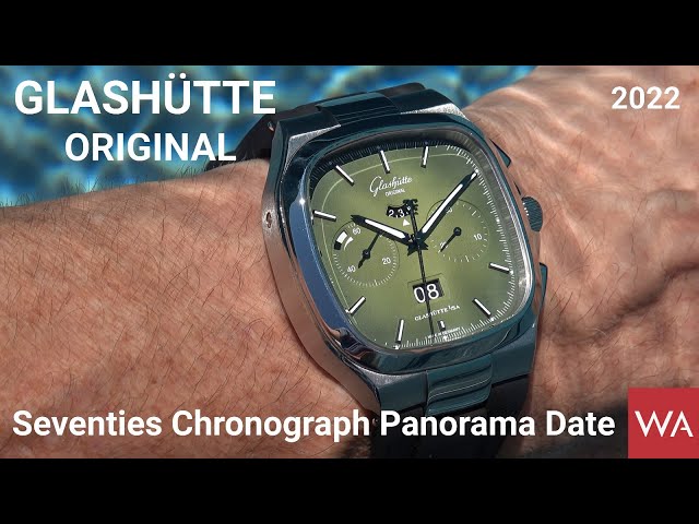 GLASHÜTTE ORIGINAL Seventies Chronograph Panorama Date. Matt Lacquered "Fab Green" Dial.