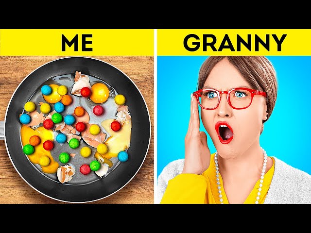 ME VS GRANDMA || A Hilarious Food Battle! Simple Secrets Kichen Hacks Ans Tips By 123GO! Genius
