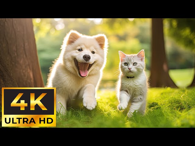 Cute Baby Animals 4K - SOUNDS ANIMALS With Relaxing Piano Music (Colorfully Dynamic)