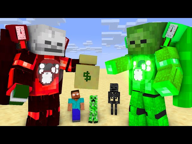 Zombie and Skeleton into Clock Man but Herobrine is against it - Minecraft Animation