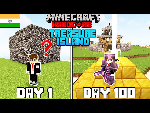 I Survived 100 Days on Treasure Island in Minecraft(hindi)