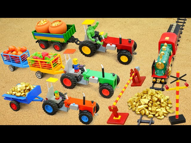 Diy tractor making bulldozer repair train railway | Heavy truck carrying bricks,bad roads, muddy #2