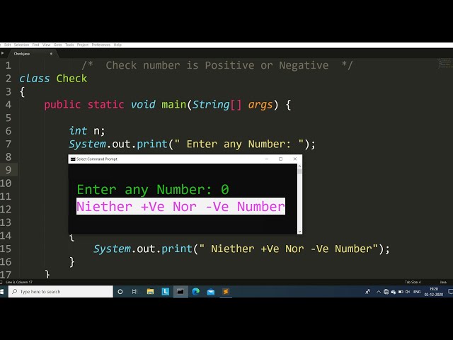 Java program to check number is Positive or Negative | Learn Coding
