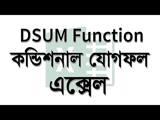 Excel DSUM - এক্সেল কন্ডিশনাল যোগফল -  এক্সেল যোগ