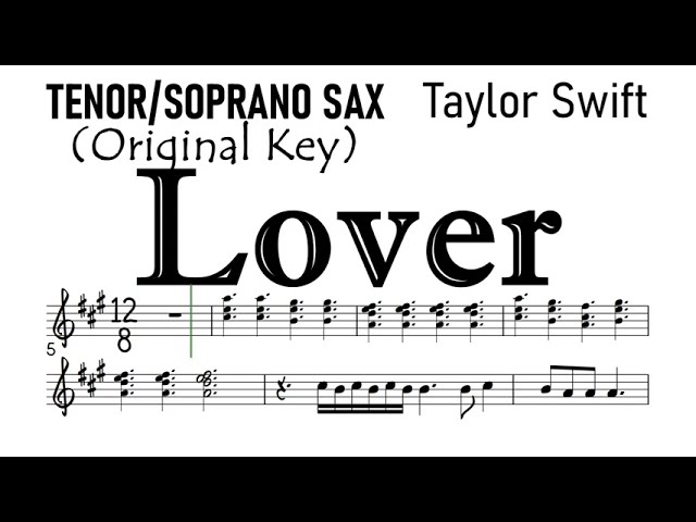 Lover Taylor Swift Tenor Soprano Sax Sheet Backing Track Partitura