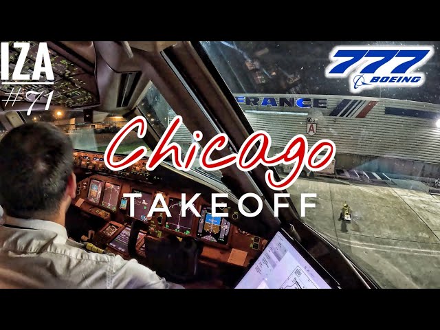 B777 ORD 🇺🇸 Chicago | TAKEOFF 10L | 4K Cockpit View | ATC & Crew Communications