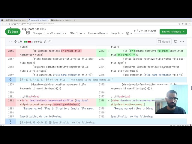 Live: Emacs package maintenance (mostly about 'denote')