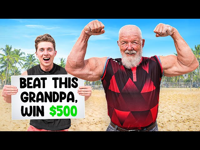 Worlds Strongest Grandpa Challenges Bodybuilders at Muscle Beach