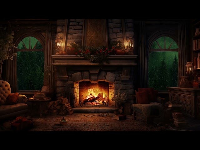 Relaxing Rain Sounds and Crackling Fireplace Ambiance | Perfect for Deep Sleep and Study Focus