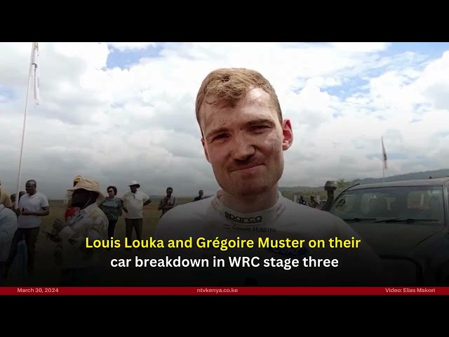 Louis Louka and Grégoire Muster on their car breaking down in WRC stage three