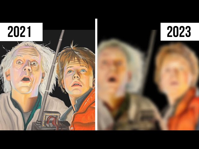 2 Years of Art Progress - Recreating My Back to the Future Painting of Doc and Marty!