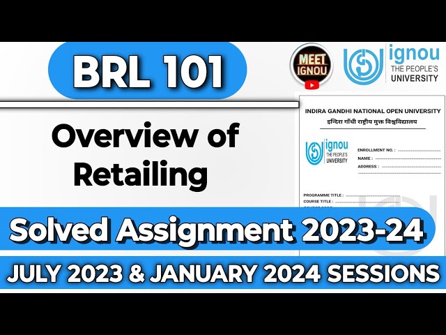 BRL 101 Solved Assignment 2023-24 // Overview of Retailing // #brl101 #BRL101 #BRL101_IGNOU #brl_101