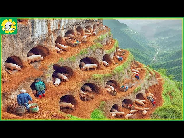 China Free-Range Pig Farm - Chinese Farmer Dig Cave to Raise Pigs in Mountain |  Farming Documentary