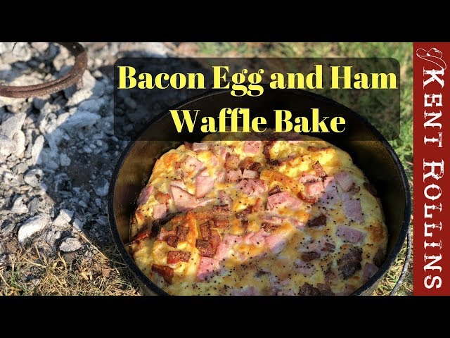 Easy Camping Breakfast - Bacon Egg and Ham Waffle Bake