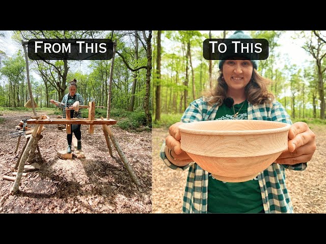 How To Turn A Wooden Bowl On A Pole Lathe - Raleigh Klotzek (Wild Crafted Workshop)