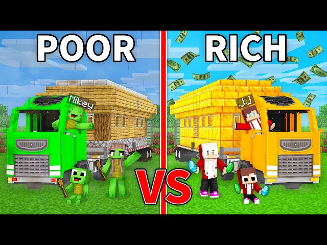 JJ's RICH Family vs Mikey's POOR Family TRUCK Build Battle in Minecraft   Maizen