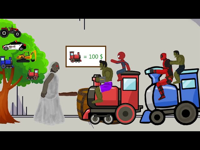 Spider Man vs Spiderman Miles Morals, Granny Train Tree Funny Animation