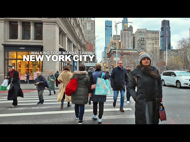 NEW YORK CITY - Manhattan Winter Season, 5th Avenue, 23rd Street and 6th Avenue, Travel, USA, 4K