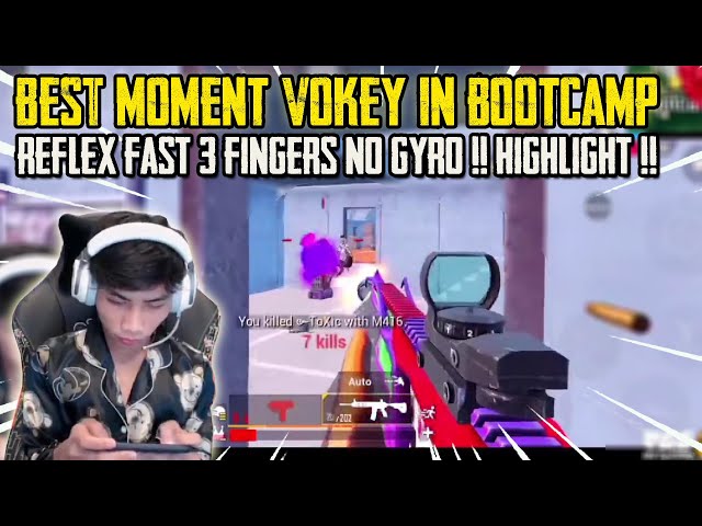 Best Moment Vokey in Bootcamp | Reflex Fast 3 Fingers No Gyro | Vokey Gameplay | PUBG MOBILE