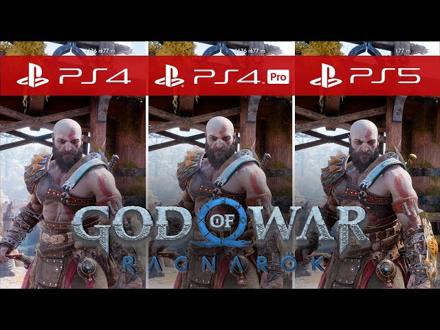 God of War Ragnarok Comparison - PS5 vs. PS4 Pro vs. PS4 / Resolution Mode vs. Performance Mode