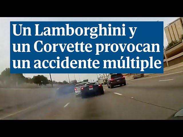 Un Lamborghini y un Corvette provocan un accidente múltiple y se dan a la fuga