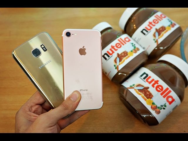 iPhone 7 vs Samsung Galaxy S7 Nutella Freeze Test - Will They Survive?! (4K)