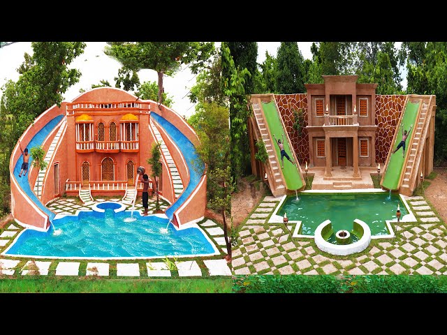 Top 2 Build Creative Modern Beautiful Villa House With Twin Water Slide & Swimming Pool
