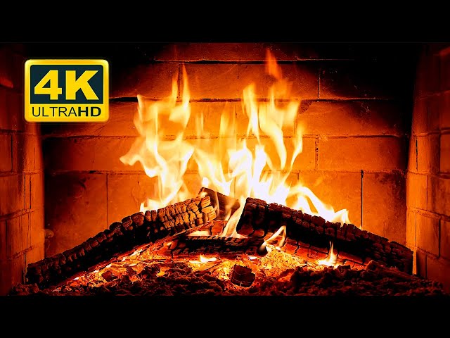 🔥 FIREPLACE 4K Ultra HD! Cozy Fireplace with Crackling Fire Sounds. Fireplace Burning