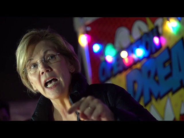 Elizabeth Warren speaks at a rally with Dreamers
