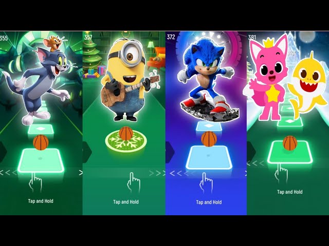 Tom and Jerry 🆚️ Minions 🆚️ Sonic the Hedgehog 🆚️ Pinkfong Baby Shark --Tiles Hop Music Game