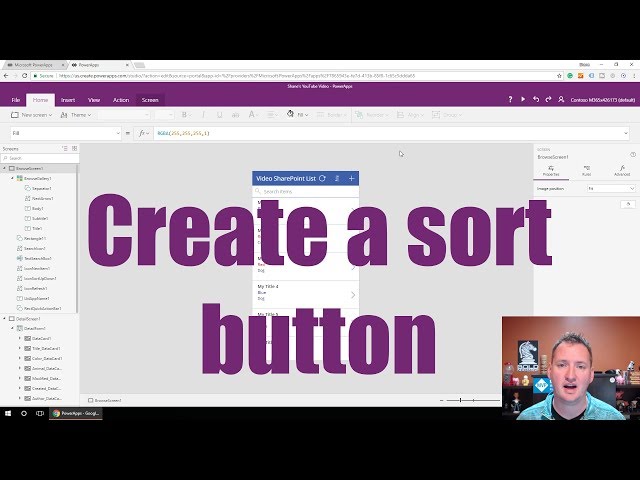 Create a sort button in PowerApps