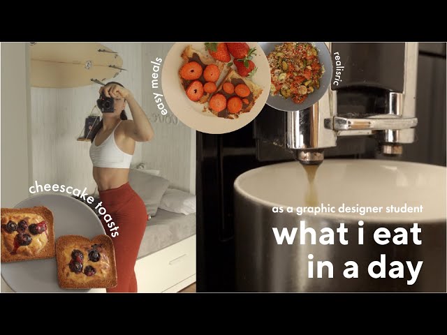 what I eat in a day | viral cheesecake toasts, realistic & easy meals as a design college student 🖥
