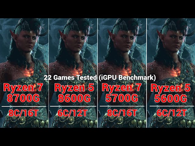 Ryzen 7 8700G vs Ryzen 5 8600G vs Ryzen 7 5700G vs Ryzen 5 5600G iGPU Benchmark | 22 Games Tetsed
