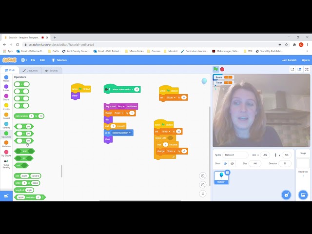 How to do video sensing in Scratch by Mrs Robertson