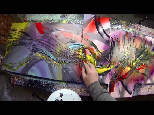 Abstract acrylic painting Demo HD Video - Treefingers by John Beckley