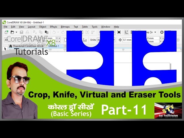 How to use Crop, Knife, Virtual Segment Delete and Eraser Tools in CorelDraw X8 (Basice) Part-11