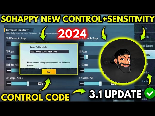 (2024) S0HAPPY NEW 3.1 SENSITIVITY SETTINGS/ S0HAPPY CONTROL | BGMI