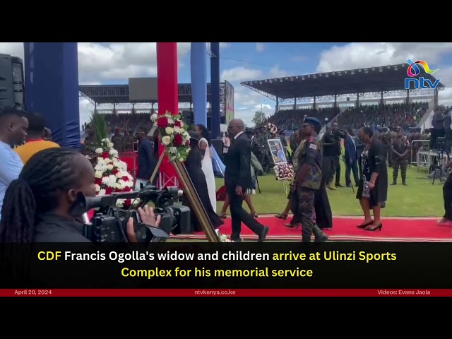 General Francis Ogolla's widow and children arrive at Ulinzi Sports Complex for memorial service