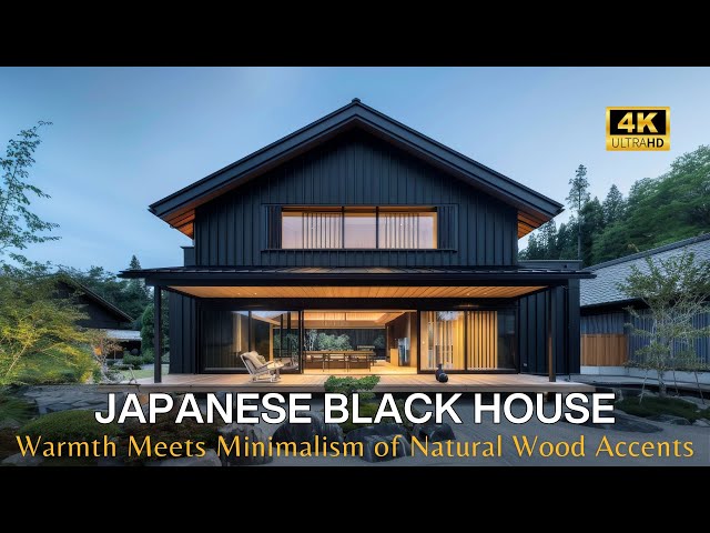 Warmth Meets Minimalism: Japanese Black House with Natural Wood Accents | Elegant Comfort Interior