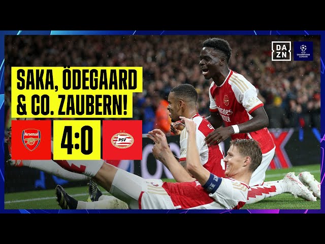 Gunners-Offensive spielt PSV schwindlig: FC Arsenal - PSV Eindhoven | UEFA Champions League | DAZN