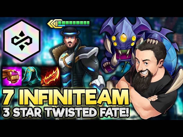 7 InfiniTeam - 3 Star Twisted Fate Carry!! | TFT Glitched Out | Teamfight Tactics