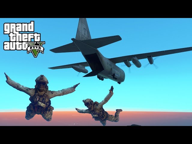 GTA 5 - Military ARMY Patrol Episode #52 - HALO Jump! Convoy Raid! (New DLC Gear, Air Force Support)