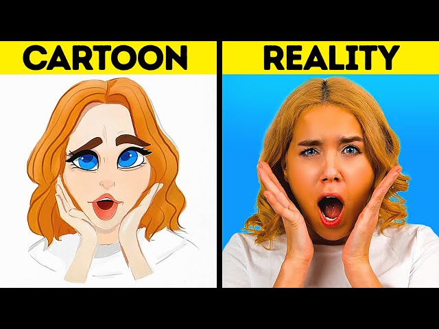 IF REAL PEOPLE WERE CARTOON CHARACTERS || COOL DRAWING TRICKS